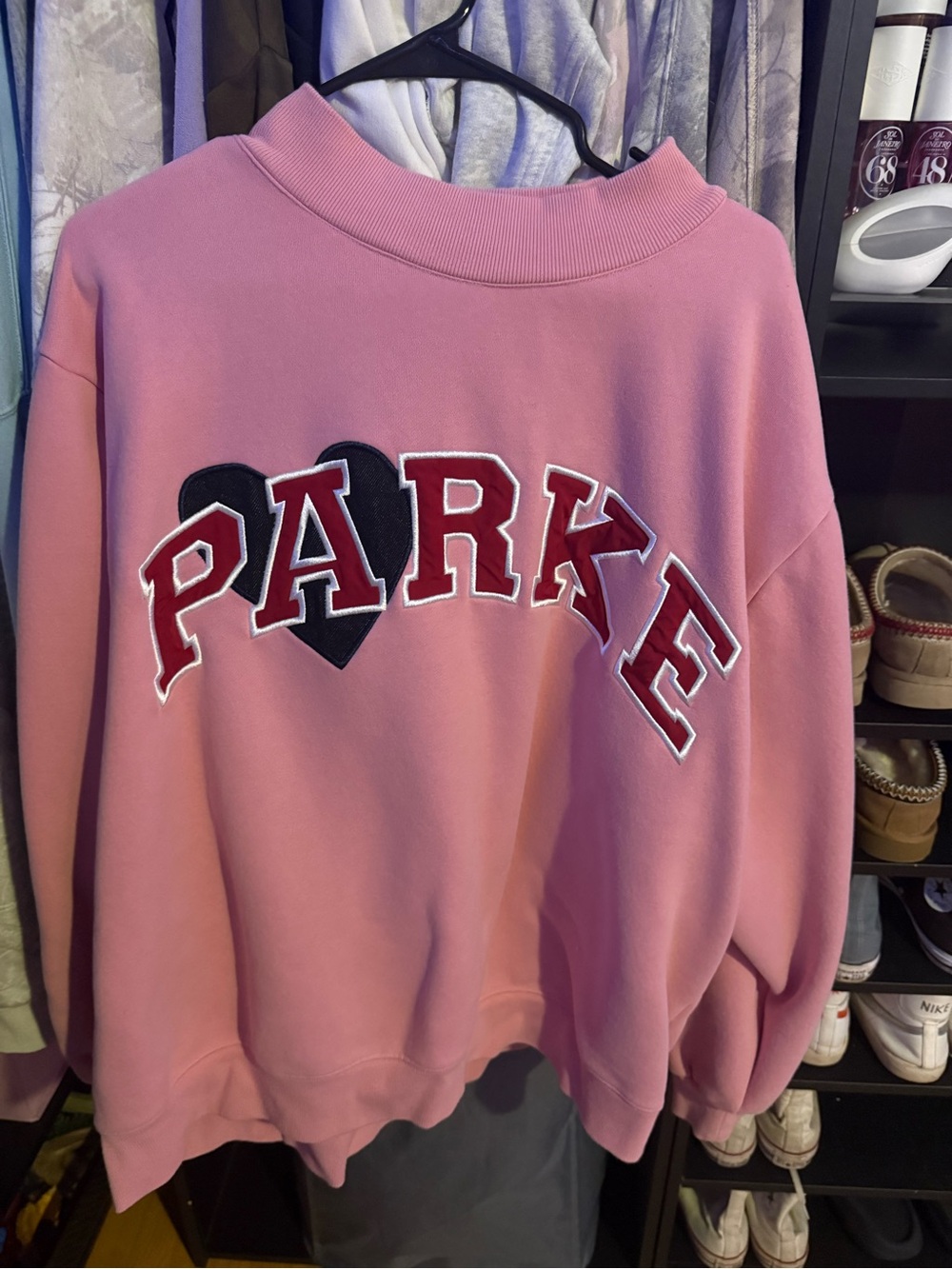 Parker Pink Crewneck Sweatshirt with Heart Graphic